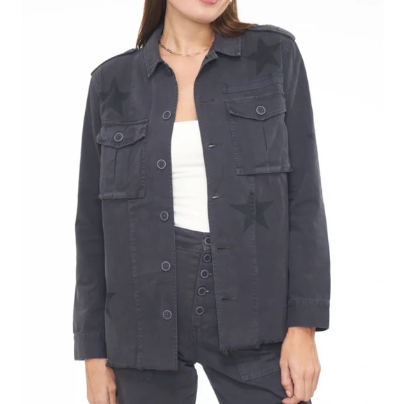 Pistola Camilo Star Print Military Shirt Jacket in Black - Picture 16 of 16